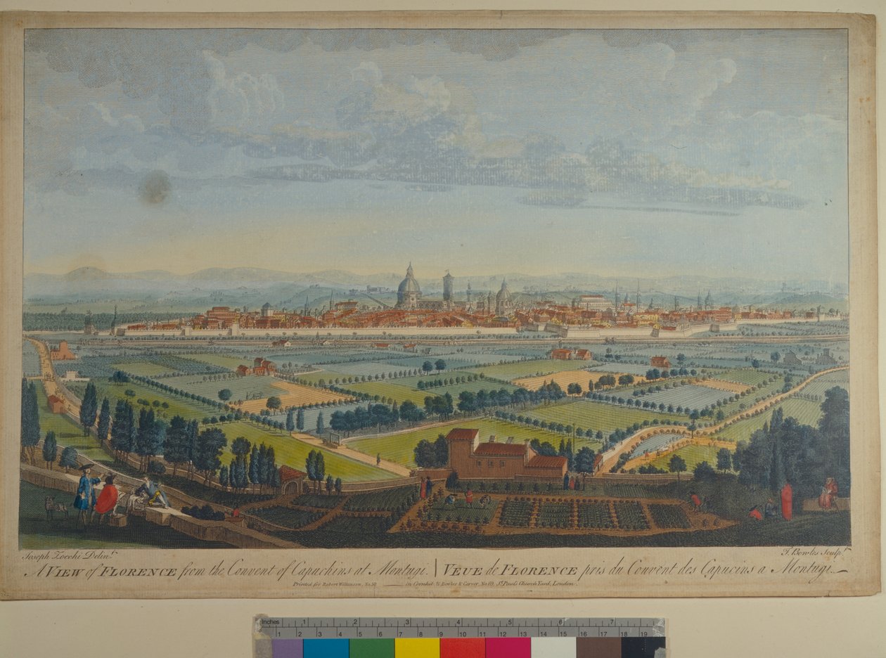 从Montughi的Capuchins修道院看佛罗伦萨，由John Bowles雕刻（fl.1724-1756） 作者 朱塞佩·佐基