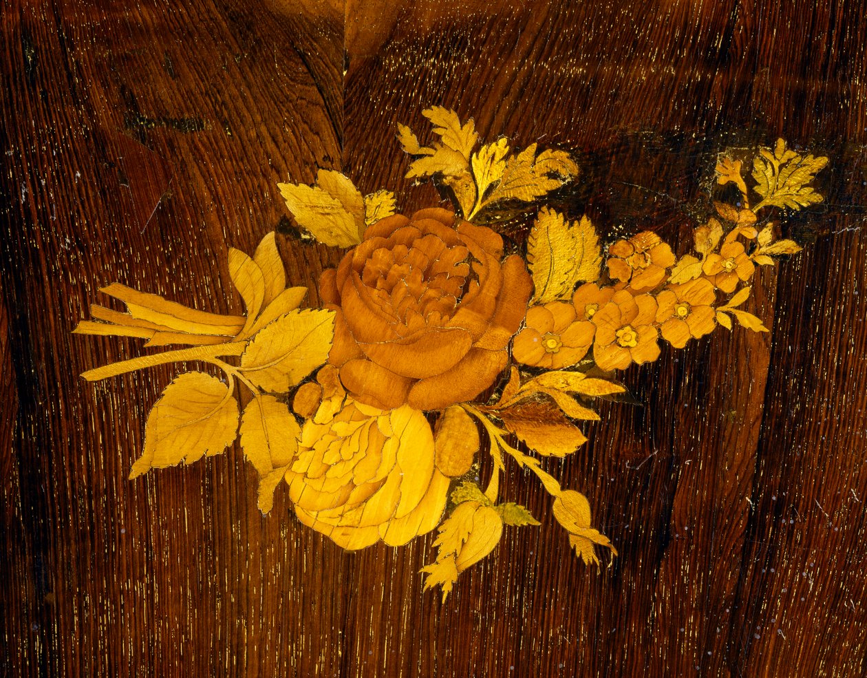 花束，Giuseppe Maggiolini 学校餐桌镶嵌细节。意大利，18 世纪晚期 作者 朱塞佩（马焦利尼学院）