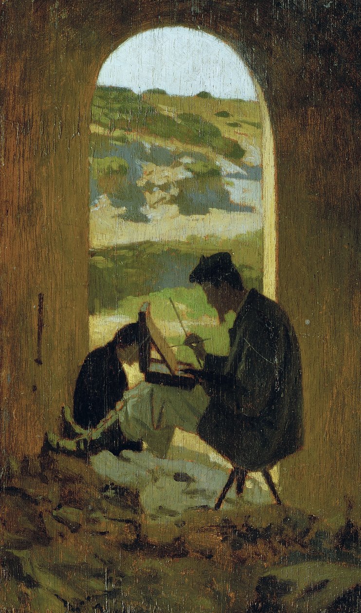 画家 Stanislao Pointeau，约 1863 年（木板油画） 作者 朱塞佩·阿巴蒂（Giuseppe Abbati）