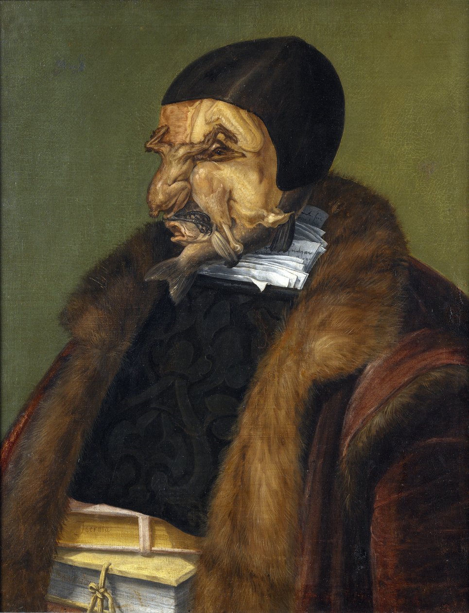 "Le Juriste" Giuseppe Arcimboldi (Arcimboldo)(1527-1593)的绘画作品 1566 Dim.64x51厘米，国家博物馆，斯德哥尔摩 作者 朱塞佩·阿辛博多