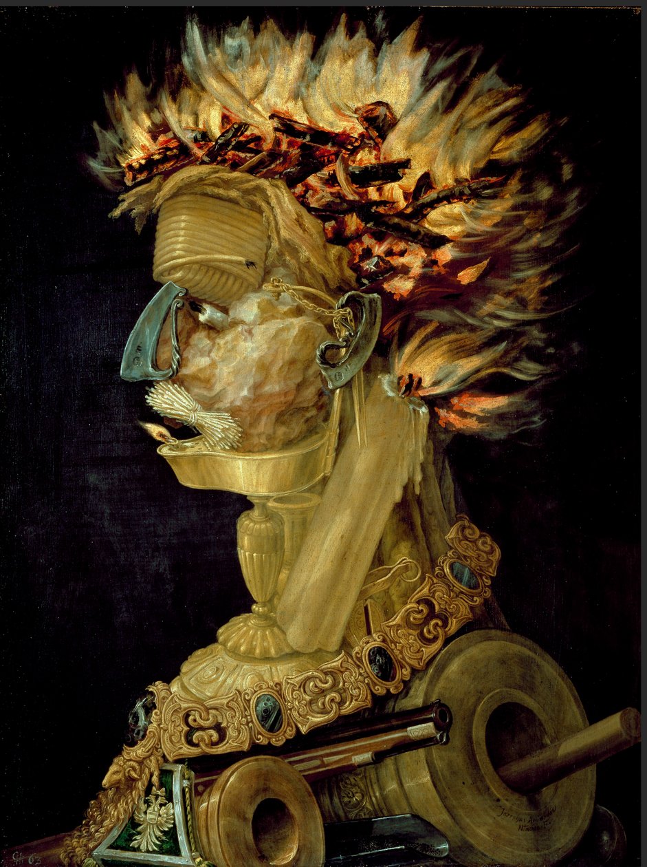 Giuseppe Arcimboldi (Arcimboldo) (1527-1593) 1566 Dim 的火画。 66,5x51 cm 维也纳，艺术史博物馆 作者 朱塞佩·阿辛博多