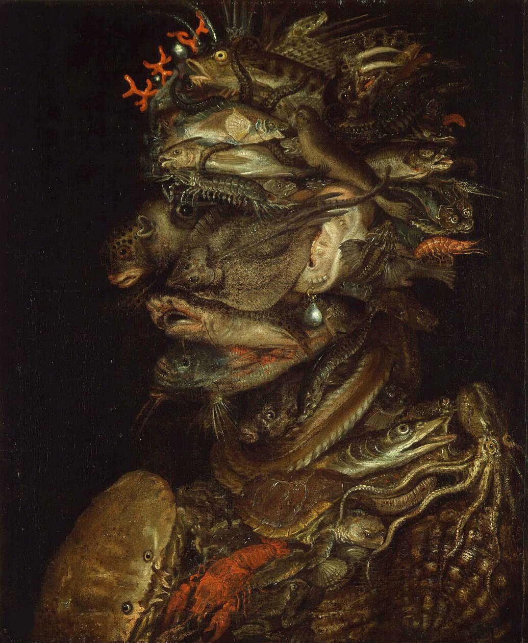 水的寓意，约1566年。 作者 Giuseppe Arcimboldo 圈子。