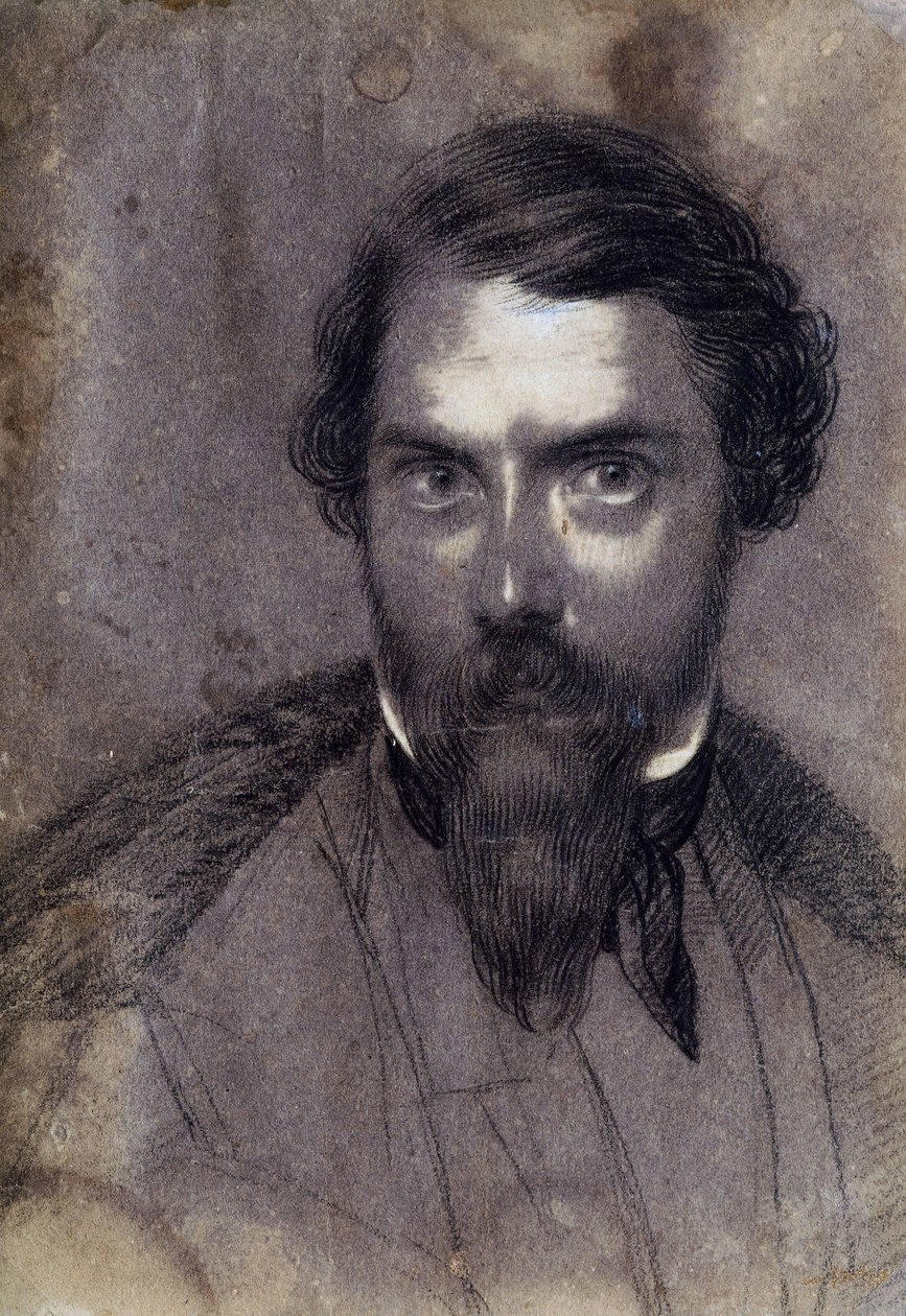 自画像（纸上粉笔画 作者 朱塞佩·巴尔迪尼（Giuseppe Baldini）