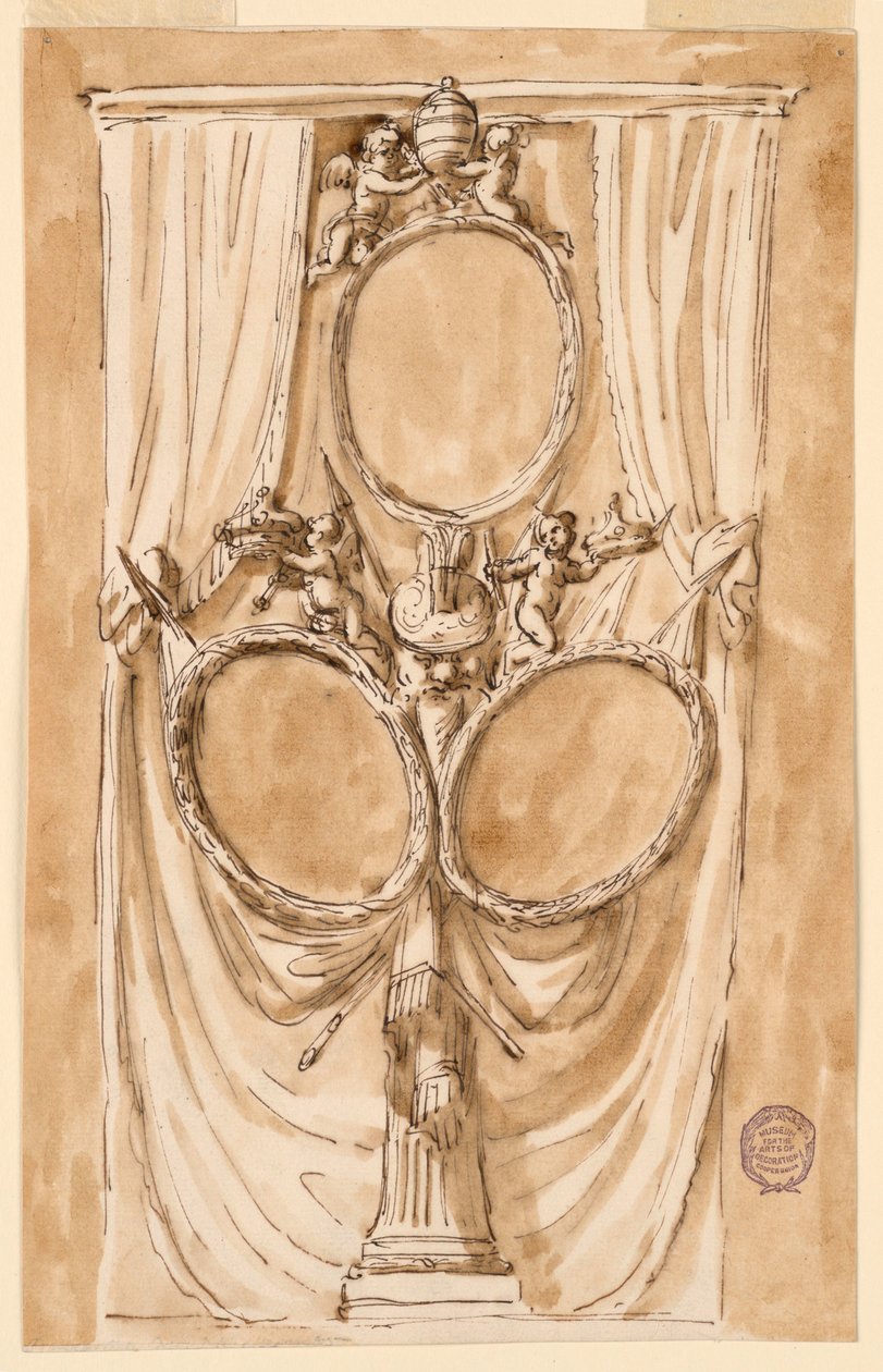 教皇庇护六世和王室夫妇肖像的装饰画 作者 朱塞佩·巴贝里（Giuseppe Barberi）