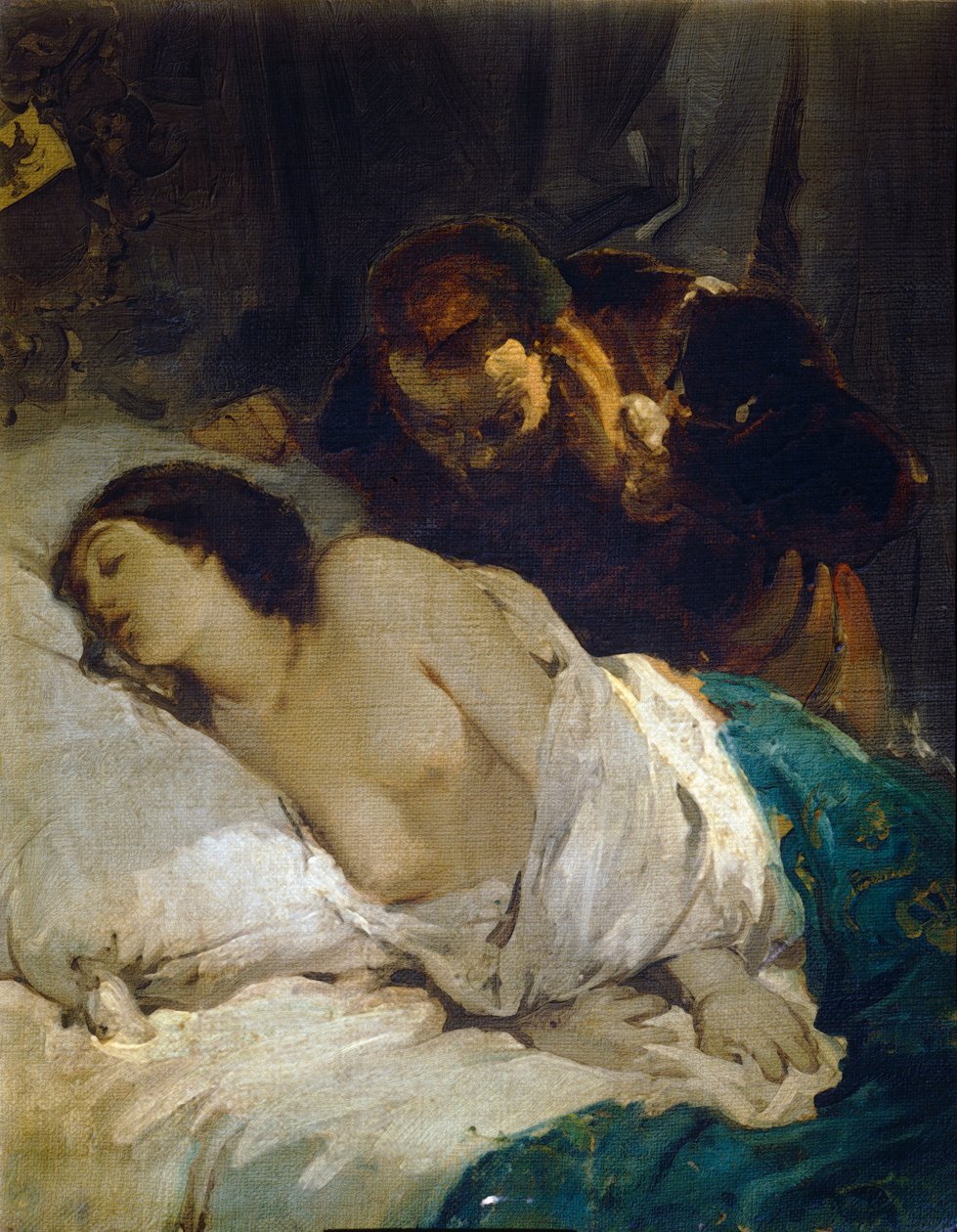 Parisina》，作者朱塞佩-贝尔蒂尼，约1854年，布面油画 作者 朱塞佩·贝蒂尼（Giuseppe Bertini）