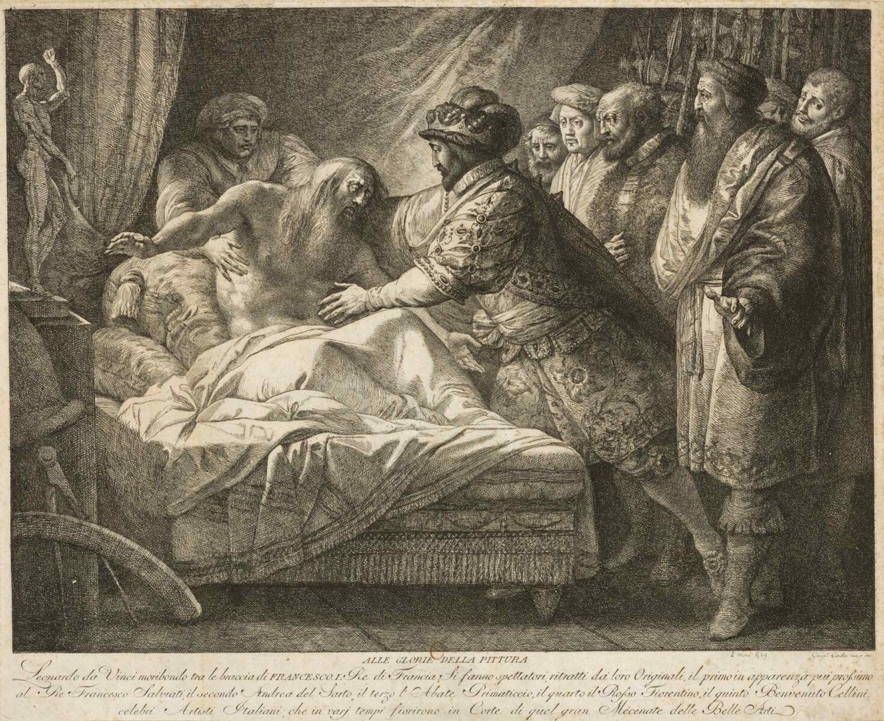 绘画寓言达芬奇之死c。 1790年。 作者 朱塞佩·凯德斯（Giuseppe Cades）