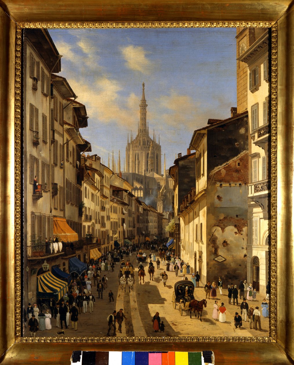 在米兰的 Corsia dei Servi（现任 Corso Vittorio Emanuele）的视图。 Giuseppe Canella (1788-1847) 绘画 1834 米兰，米兰博物馆 作者 朱塞佩·卡内拉（Giuseppe Canella）