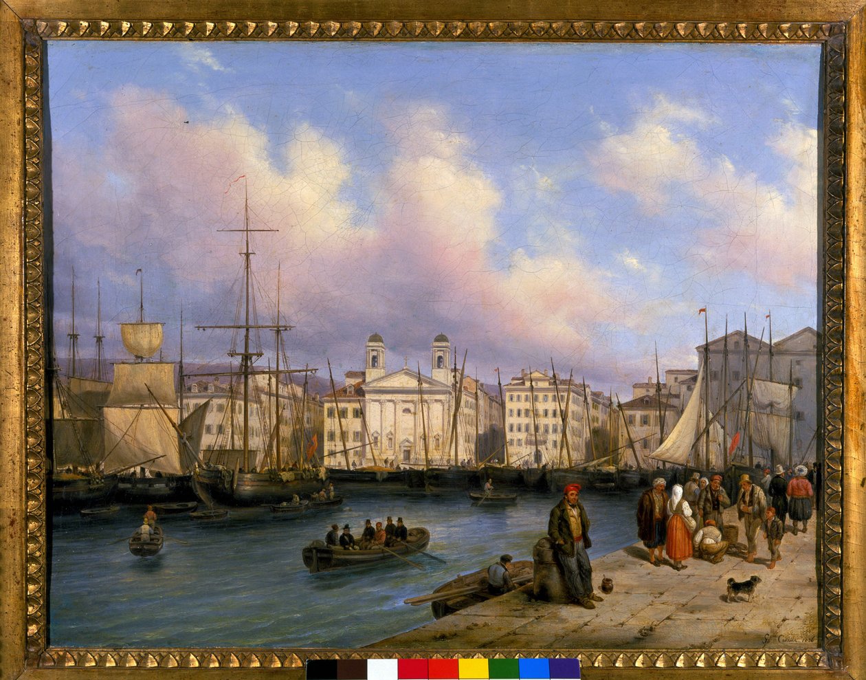 View of the port of Trieste, painting by G. Canelia 作者 朱塞佩·卡内拉（Giuseppe Canella）