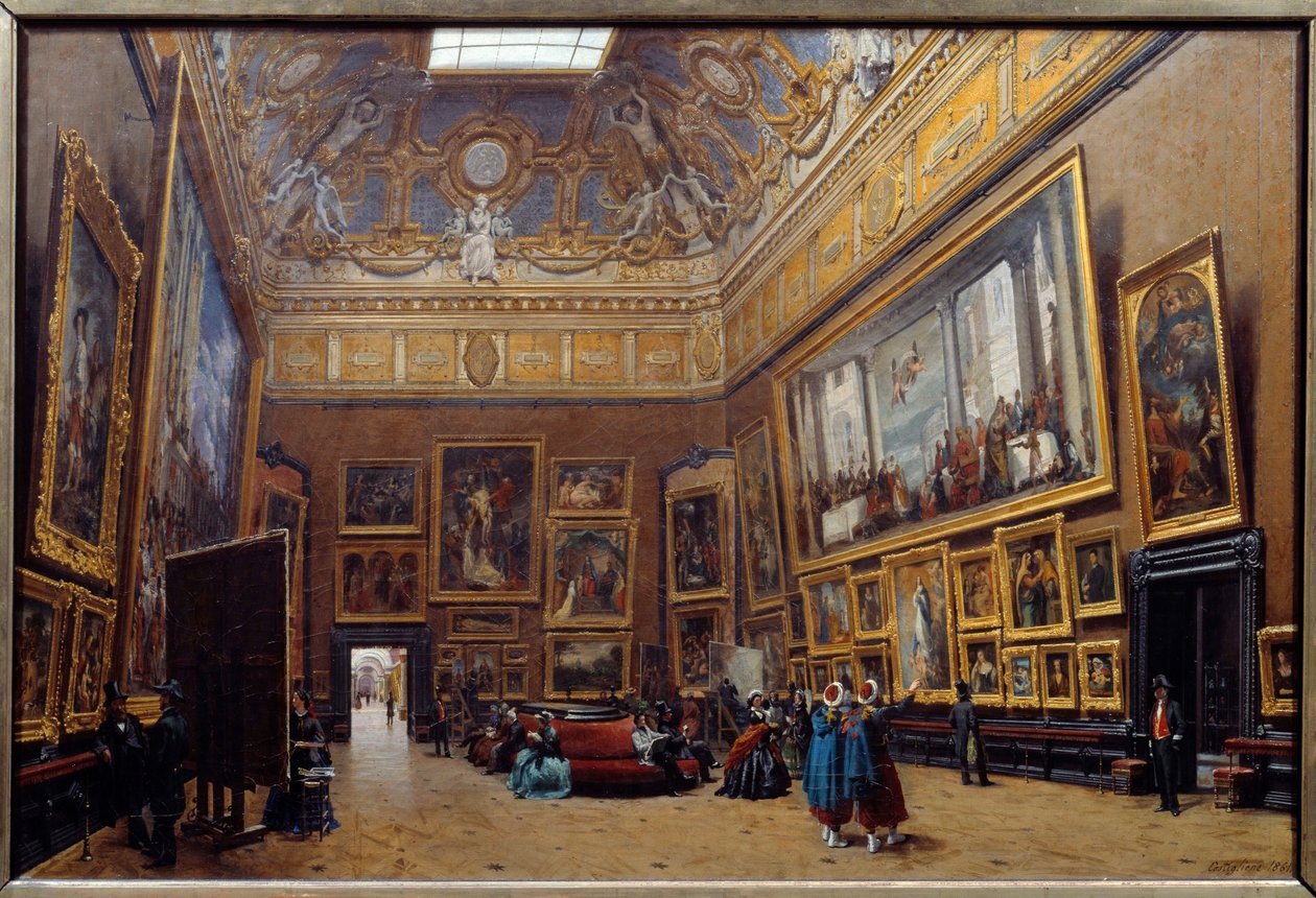 卢浮宫沙龙广场景观，朱塞佩·卡斯蒂廖内 (Giuseppe Castiglione) (1829-1906) 1861 年作画。 0,69x1,03 米 作者 郎世宁