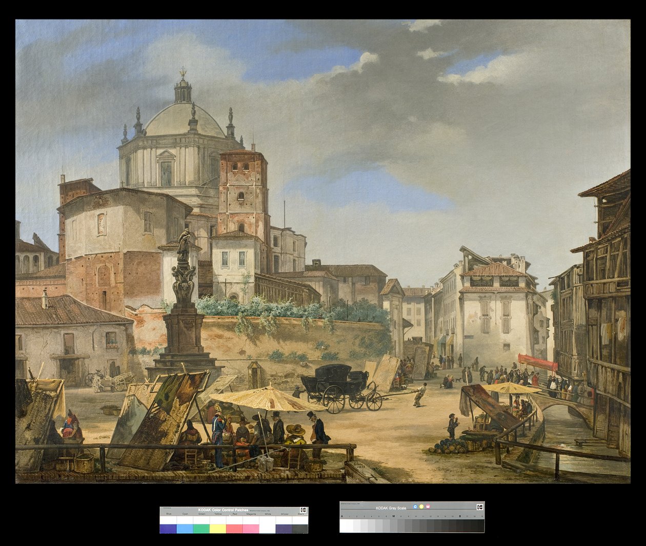 广场della Vetra看法在米兰，1833年 作者 朱塞佩·埃琳娜（Giuseppe Elena）