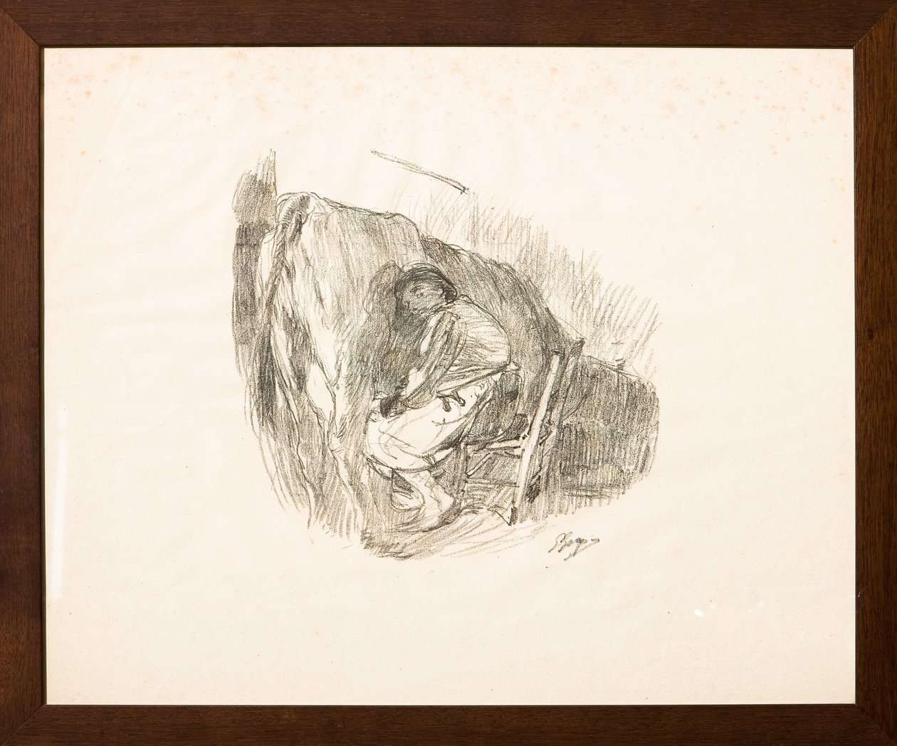 挤奶（石版画） 作者 朱塞佩·格拉齐奥西