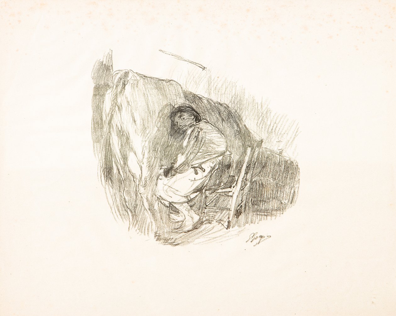 挤奶（石版画） 作者 朱塞佩·格拉齐奥西