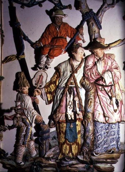 沙龙奇诺（中国室）详细描绘了一对中国夫妇和孩子们的小雕像，1769年（瓷器）（另见93237,93239） 作者 朱塞佩·格里奇