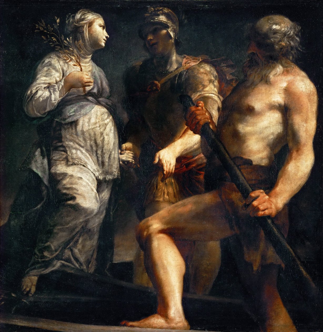 Enee, Sibylle et Charon - Aeneas, Sibyl and Charon - Crespi, Giuseppe Maria (1665-1747) - 约。1695年--布面油画--130x127--艺术史博物馆，维埃纳州 作者 朱塞佩·玛丽亚·克雷斯皮