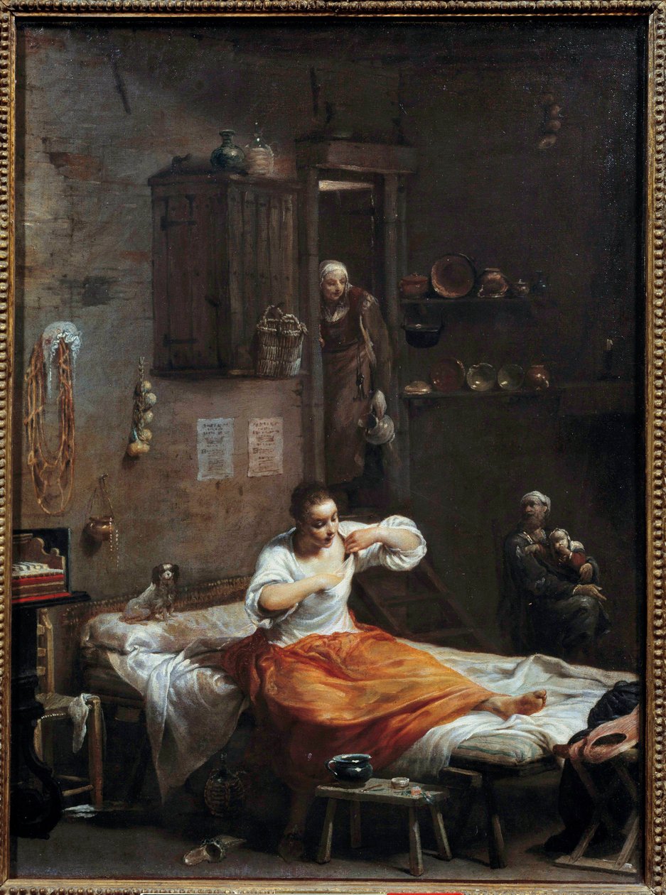 La Woman à la puce Giuseppe Crespi (1665-1747) 18 世纪的绘画。 0,54 x 0,40 米 作者 朱塞佩·玛丽亚·克雷斯皮