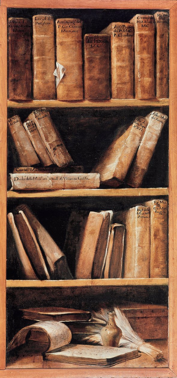 静物图书馆与音乐书籍。画家：朱塞佩-玛丽亚-克雷斯皮（Giuseppe Maria Crespi dit lo Spagnolo）（1665-1747）1715年博洛尼亚，音乐学院 作者 朱塞佩·玛丽亚·克雷斯皮