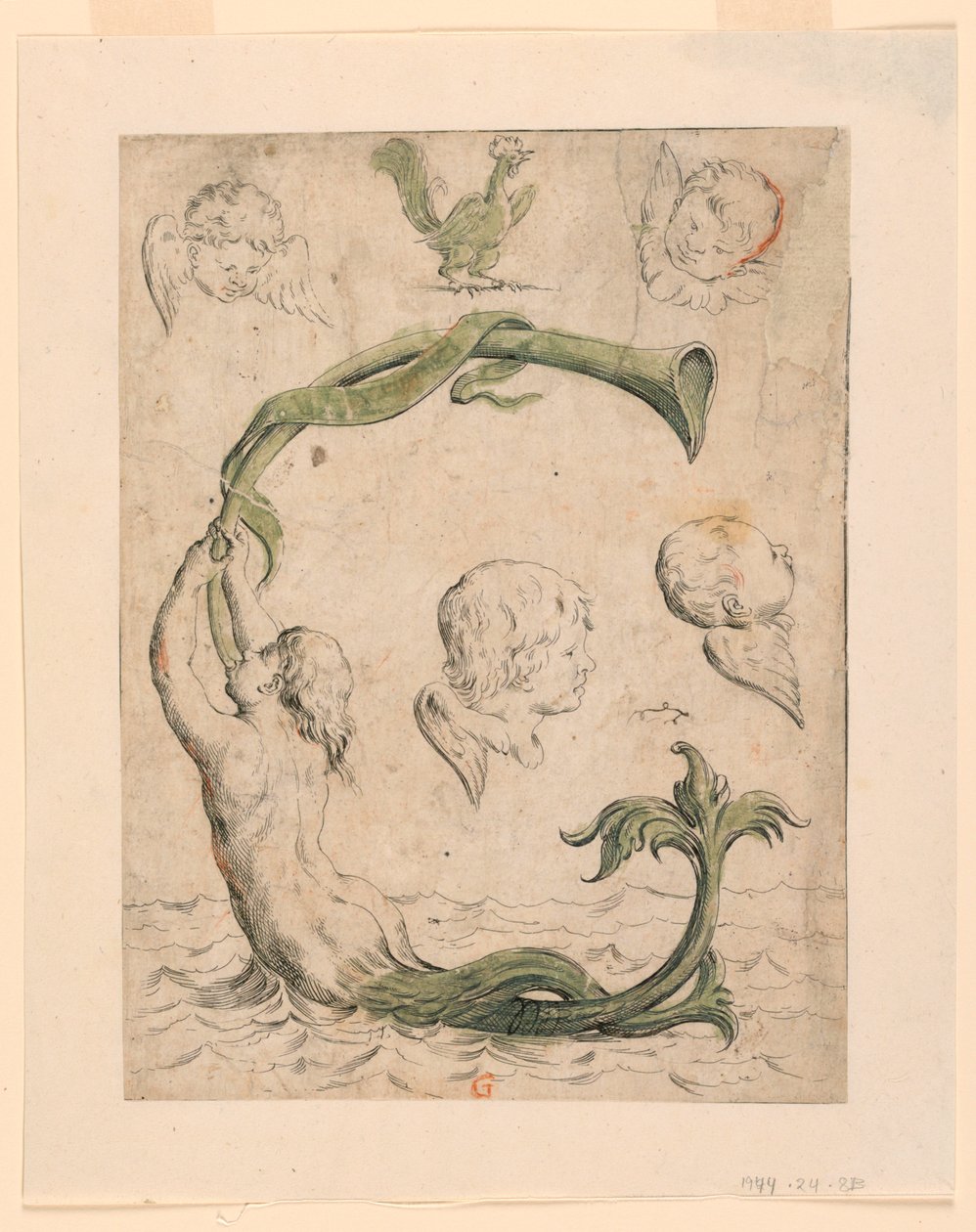 Alfabeto in Sogno"[梦幻字母表]四幅版画的样张：字母 G 作者 朱塞佩·玛丽亚·米特利