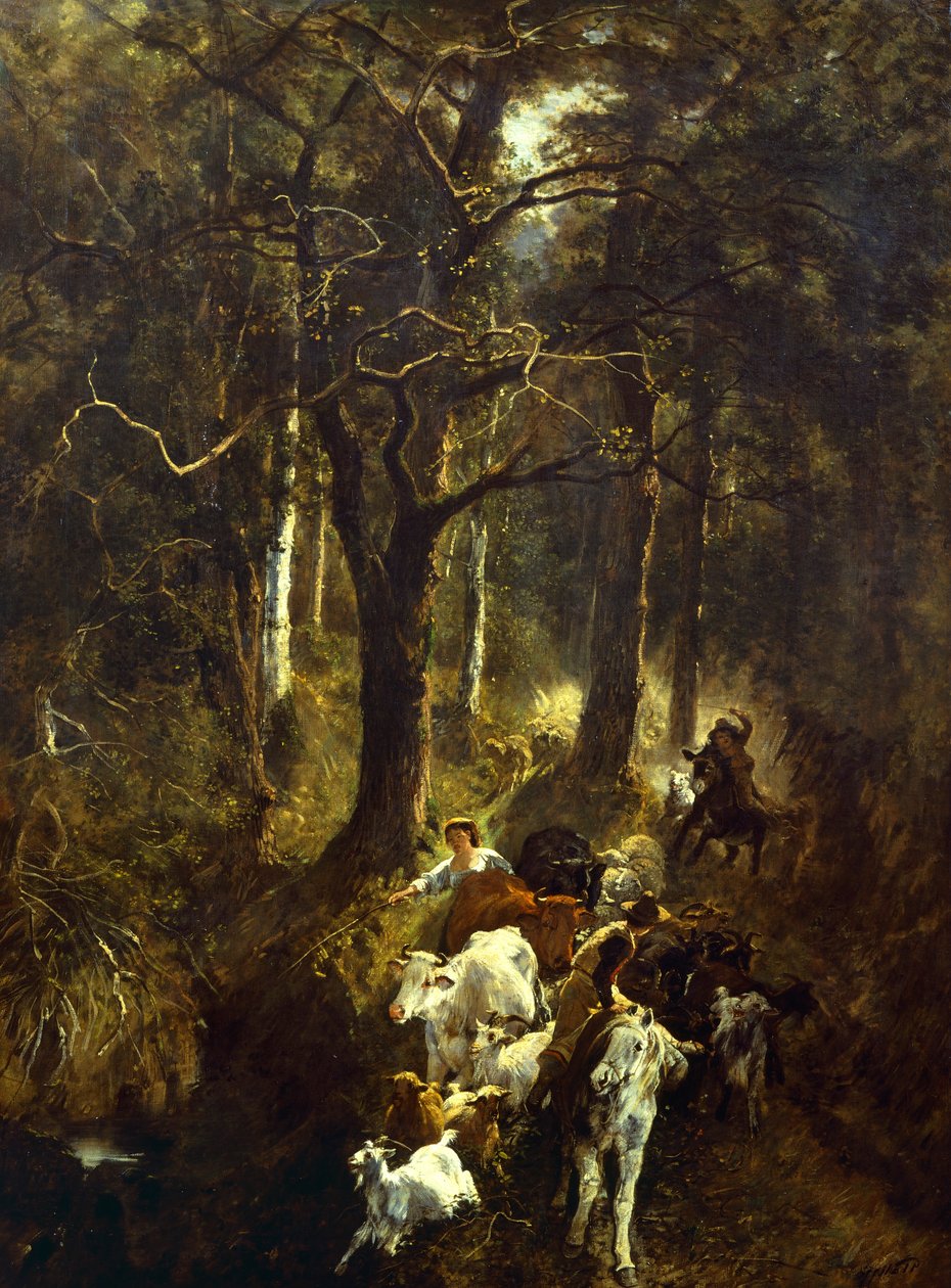 朱塞佩·帕利齐（Giuseppe Palizzi，1812-1888 年）在枫丹白露放牧。 作者 朱塞佩·帕利齐（Giuseppe Palizzi）