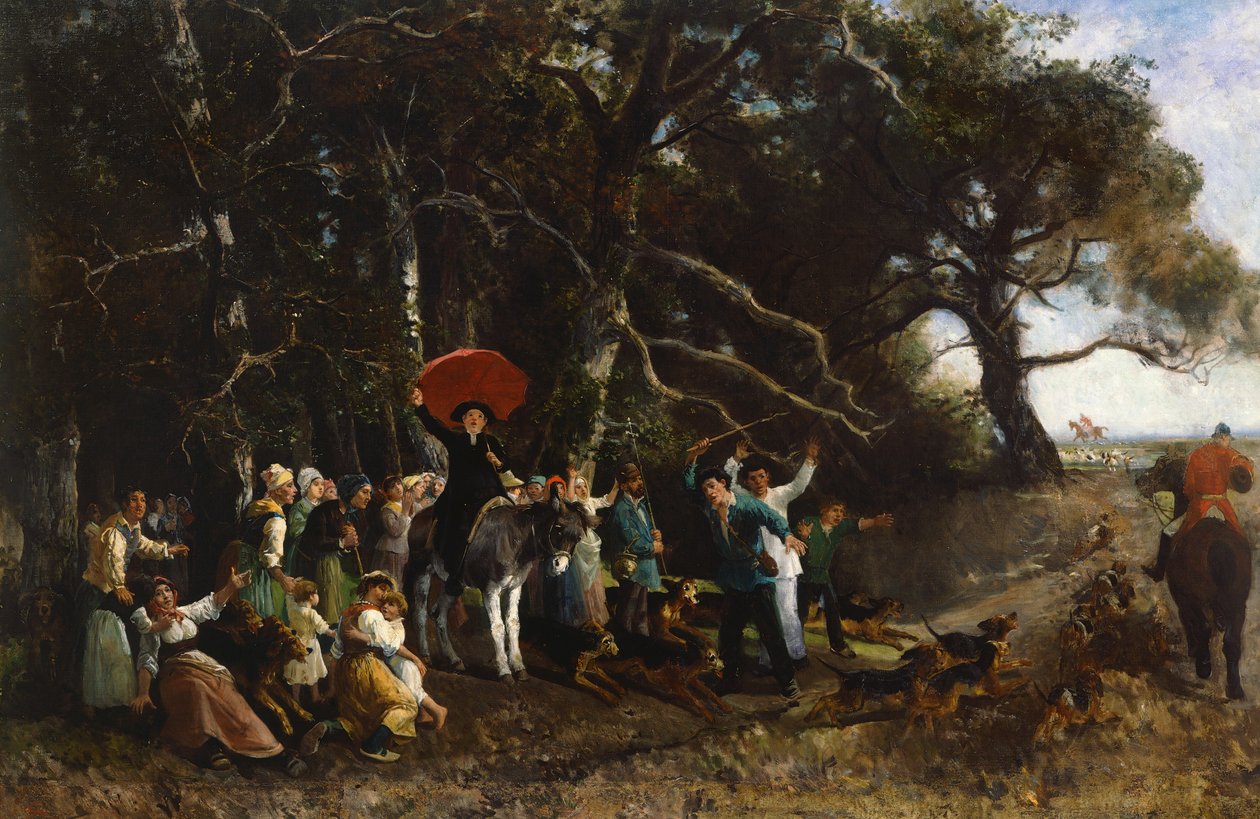 布道被打断，朱塞佩·帕利齐 (1812-1888) 作，布面油画 作者 朱塞佩·帕利齐（Giuseppe Palizzi）