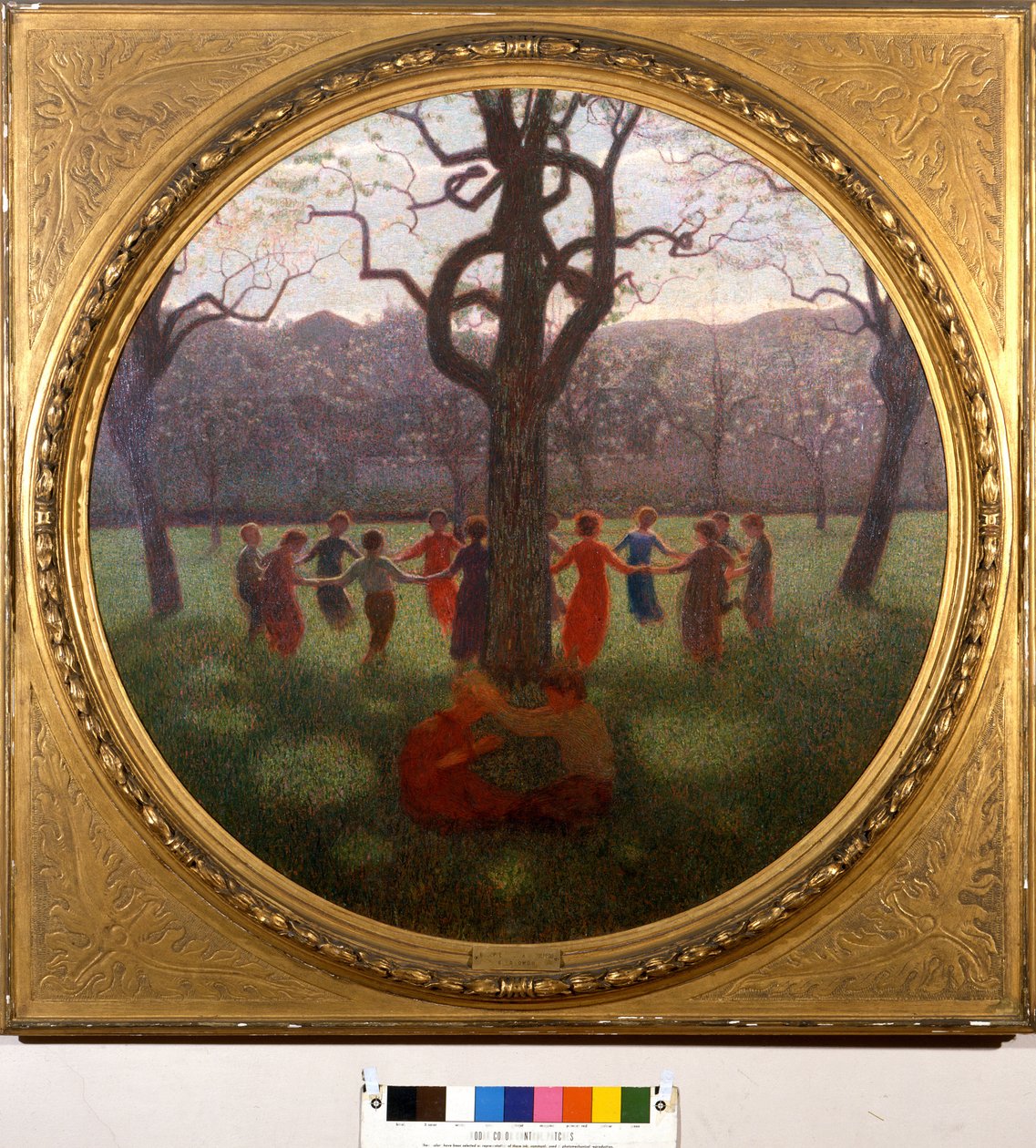 Girotondo 或 Idillio primaverile：圆形或春天的田园诗。 Giuseppe Pellizza da Volpedo (1868-1907) 的绘画 作者 朱塞佩·佩里扎·达·沃尔佩多