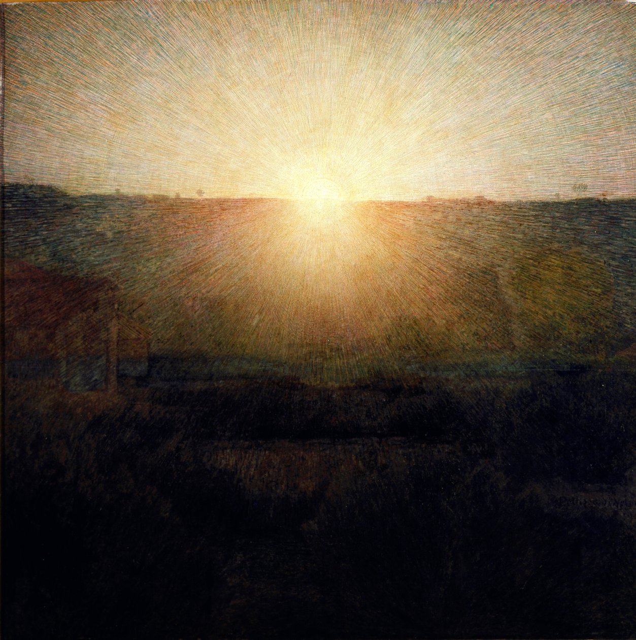 Giuseppe Pellizza da Volpedo (1868-1907) 1904 Dim.155x155 cm 罗马现代艺术画廊的《旭日》画作 作者 朱塞佩·佩里扎·达·沃尔佩多