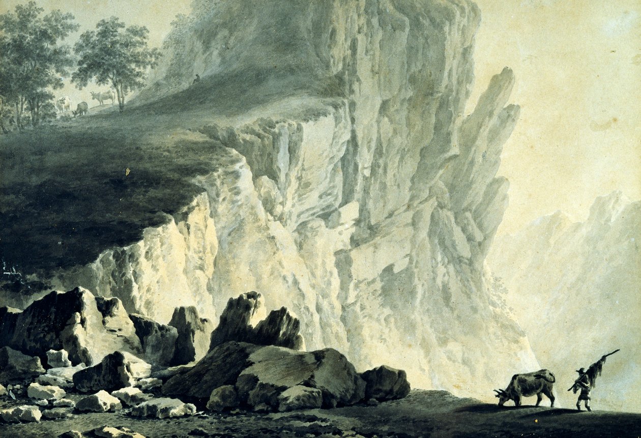 山地风景，朱塞佩-彼得-巴盖蒂（1764-1831），24x32厘米 作者 朱塞佩·皮埃特罗·巴吉蒂