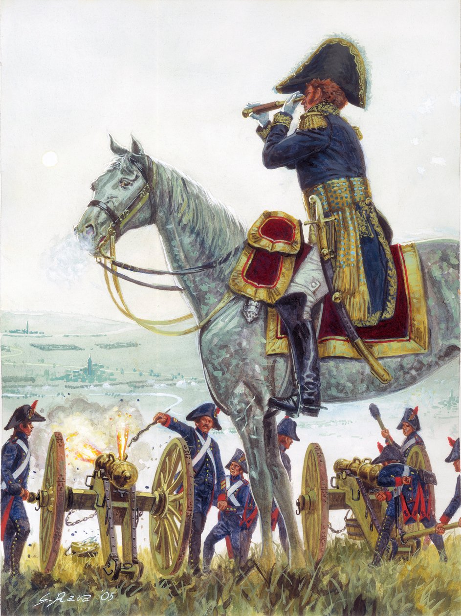 第一帝国："1805 年奥斯特利茨战役中的米歇尔-玛丽-克拉帕雷德将军" 第一帝国：1805 年奥斯特利茨战役中的法国将军米歇尔-玛丽-克拉帕雷德 - 插图：Giuseppe Rava 作者 朱塞佩·拉瓦（Giuseppe Rava）