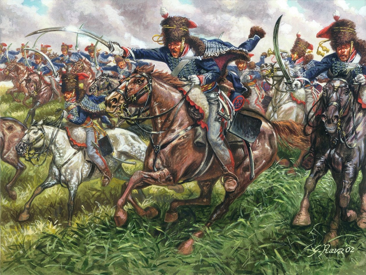 第一帝国：1815 年 6 月 18 日滑铁卢战役中英国龙骑兵第 15 团的冲锋 - 第一帝国：1815 年 6 月 18 日滑铁卢战役中英国龙骑兵第 15 团的冲锋 - 插图：Giuseppe Rava 作者 朱塞佩·拉瓦（Giuseppe Rava）
