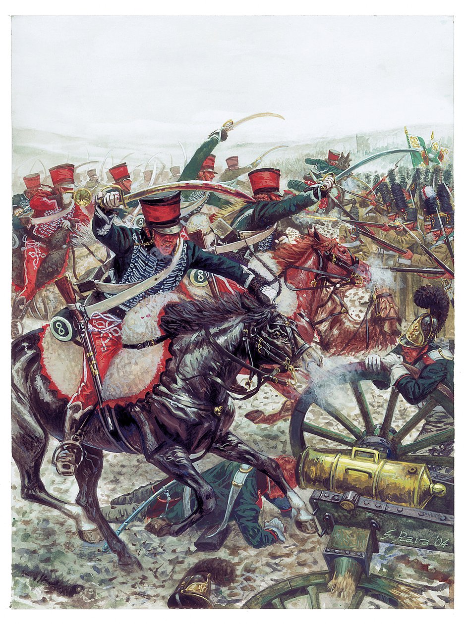 第一帝国：1805 年 12 月 2 日奥斯特利茨战役中皮埃尔-马加龙（Pierre Margaron，1765-1824 年）将军指挥的旅的冲锋 - 第一帝国：1815 年 12 月 2 日奥斯特利茨战役中马加龙将军指挥的旅的冲锋 - 插图 作者 朱塞佩·拉瓦（Giuseppe Rava）