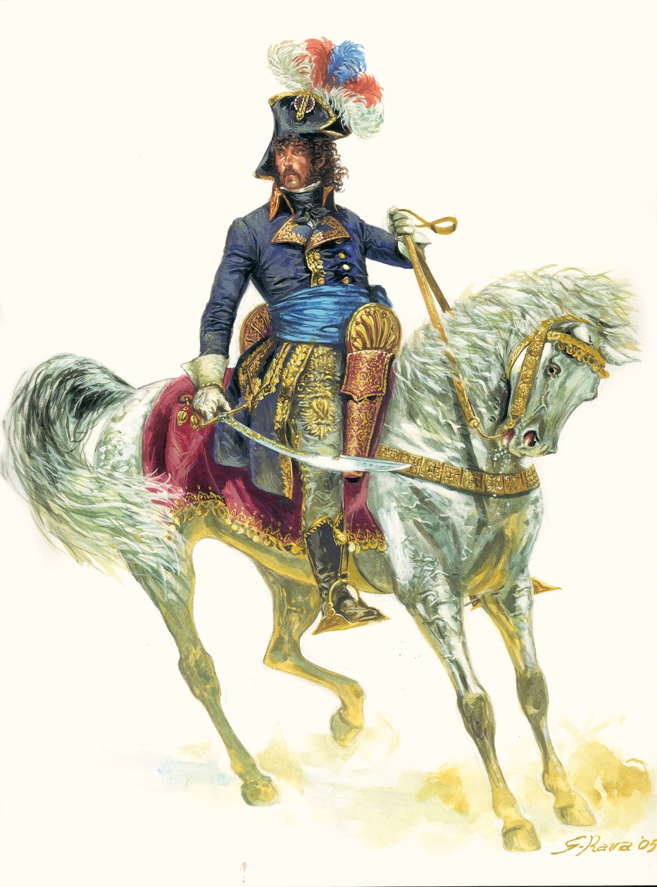 约阿希姆-缪拉（Joachim Murat，1767-1815 年）于 1799 年远征埃及期间参加阿布基尔战役 - 约阿希姆-缪拉在阿布基尔战役（1799 年）期间的肖像 - 朱塞佩-拉瓦的插图 作者 朱塞佩·拉瓦（Giuseppe Rava）