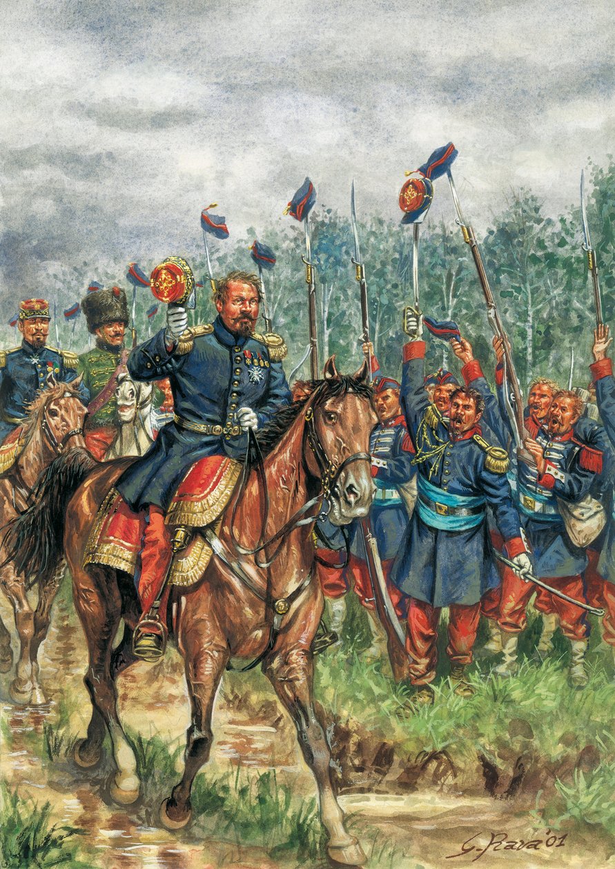 拿破仑三世（1808-1873 年）一匹受军队欢迎的战马（图画） 作者 朱塞佩·拉瓦（Giuseppe Rava）