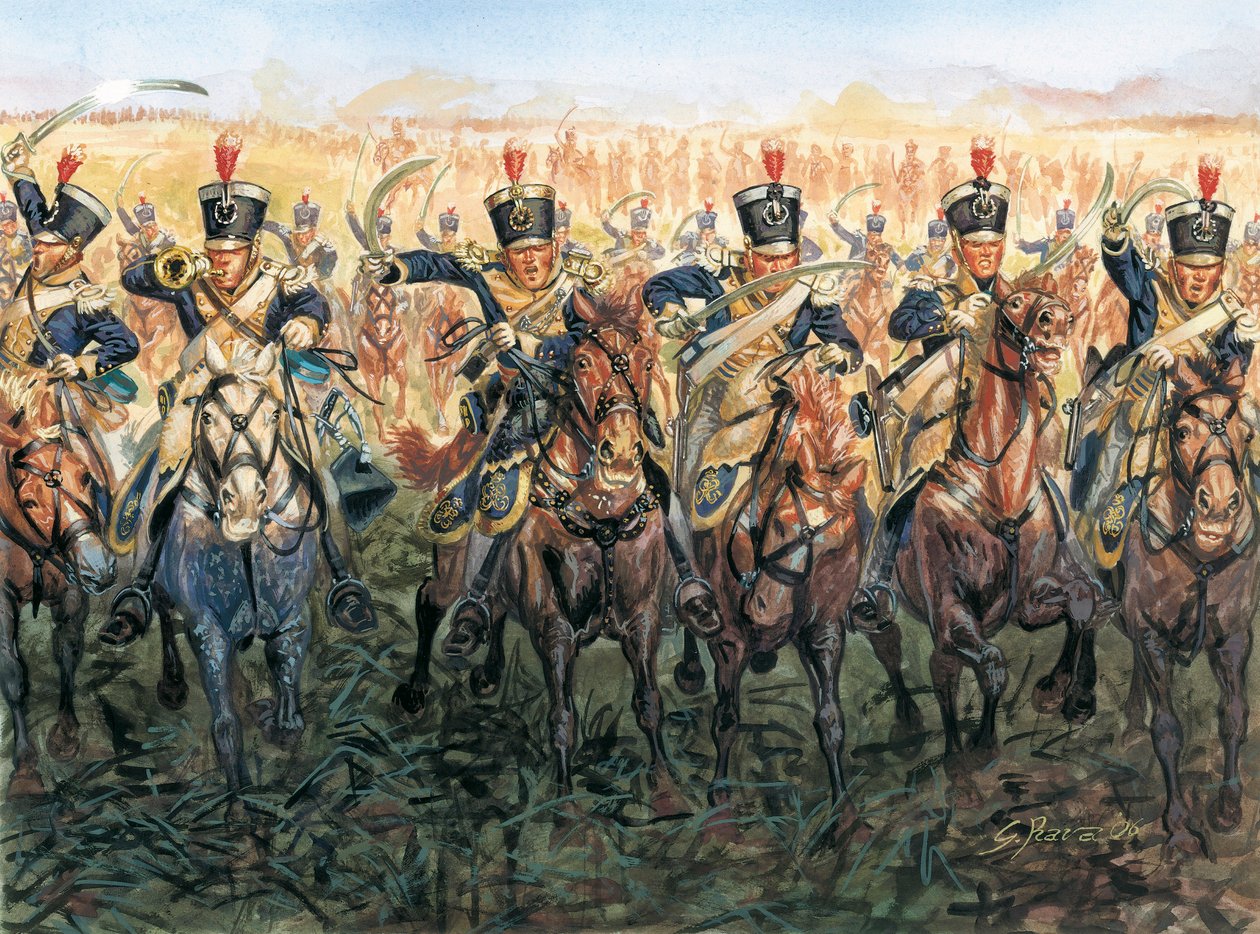 拿破仑战争：英国骑兵冲锋 插图：Giuseppe Rava 作者 朱塞佩·拉瓦（Giuseppe Rava）