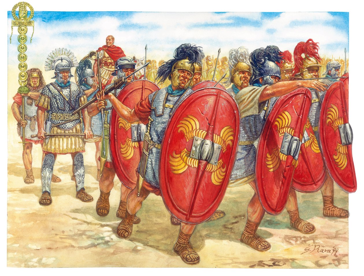Roman Antiquite（共和国）：一群罗马军团士兵 - 罗马共和国：罗马军团士兵 - 插图：Giuseppe Rava 作者 朱塞佩·拉瓦（Giuseppe Rava）