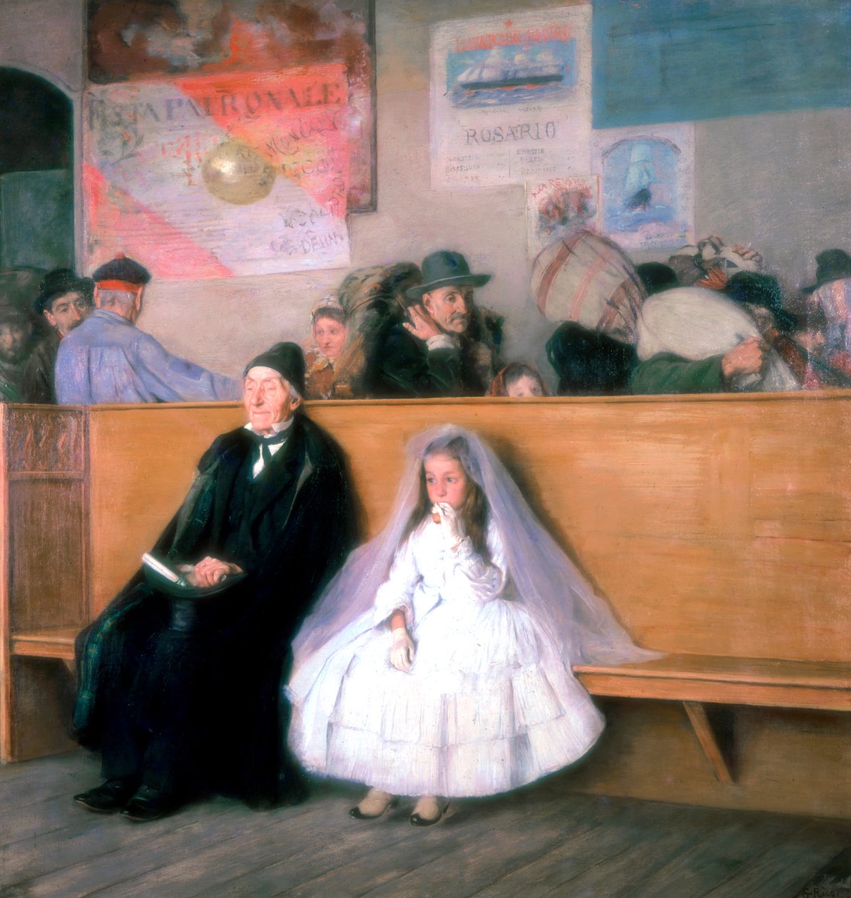 在车站，c1870-1900 作者 朱塞佩·里奇（Giuseppe Ricci）