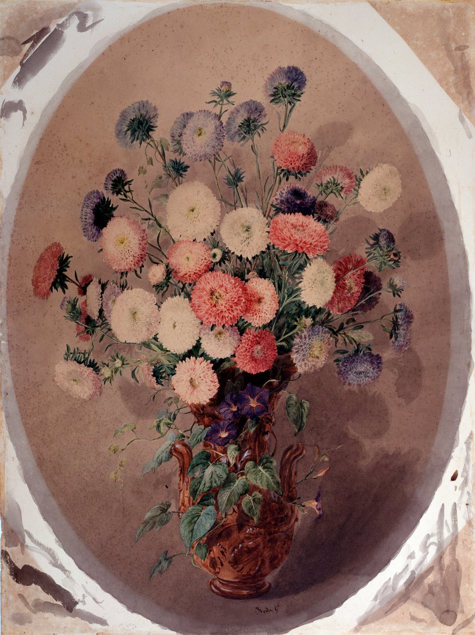 一束雏菊 朱塞佩-罗达（19 世纪）水彩画 1863 尺寸 70x51 厘米 热内卢，现代艺术画廊，展品 448 作者 朱塞佩·罗达