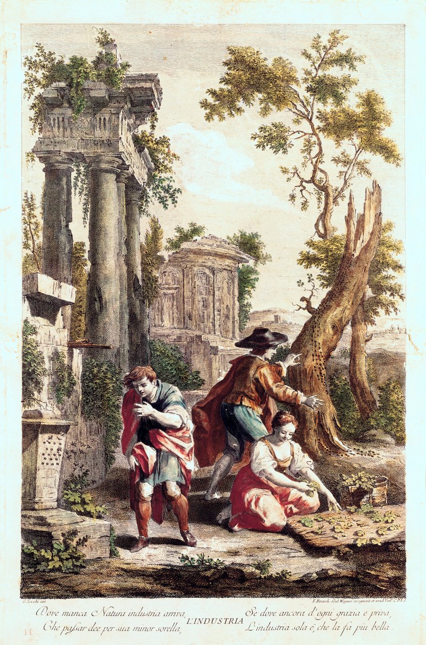 Allegorical representation of the Industry. Drawing by Giuseppe Zocchi (1711-1767) 18th century. 作者 朱塞佩·佐基