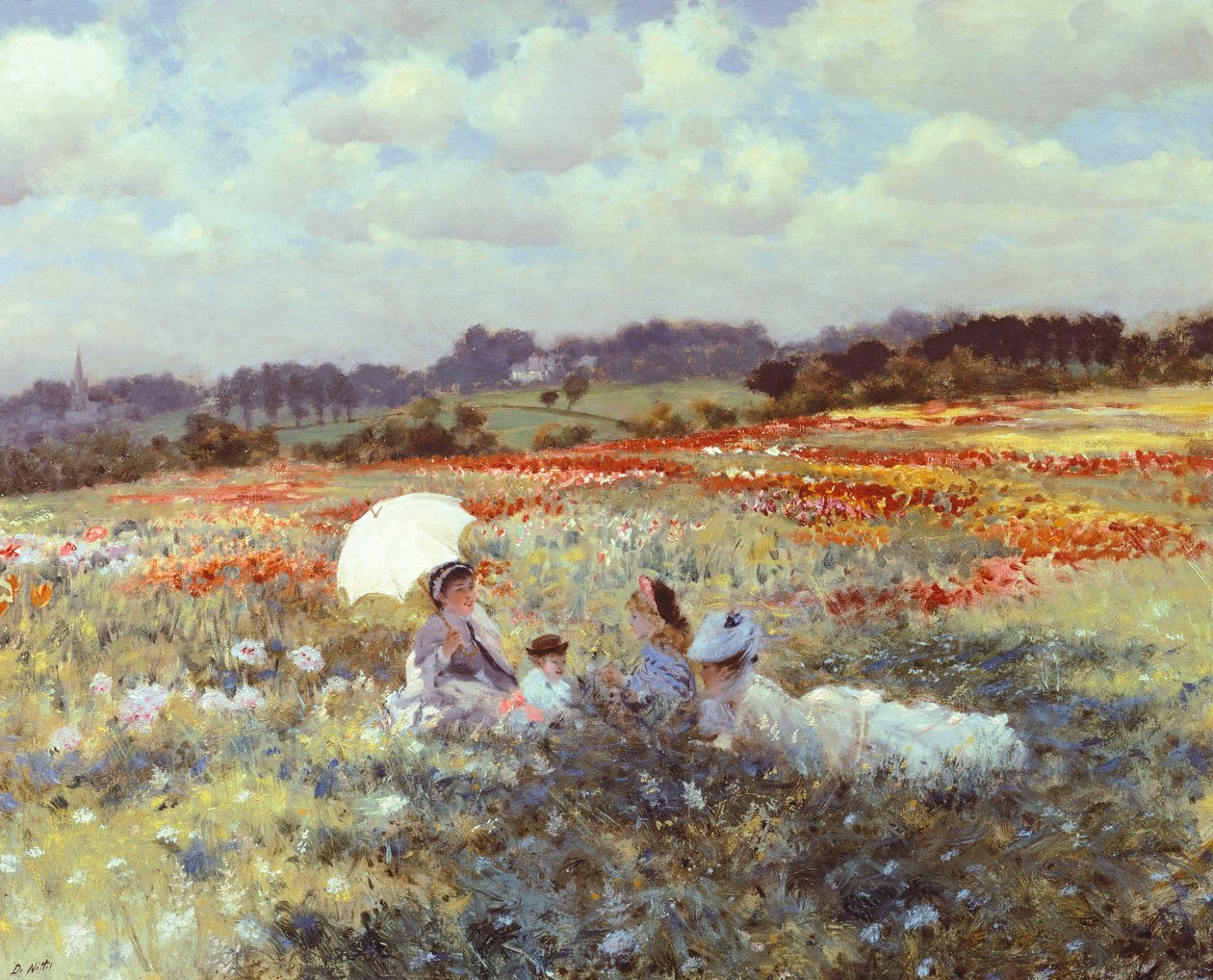 伦敦附近的田野，作者：朱塞佩·德·尼蒂斯（Giuseppe de Nittis，1846-1884 年）。 作者 朱塞佩或约瑟夫·德尼蒂斯