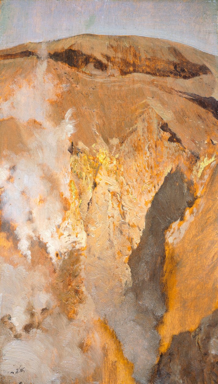 维苏威火山喷气孔，约 1871 年，朱塞佩·德尼蒂斯 (1846-1884) 作，布面油画，305 x 18 厘米 作者 朱塞佩或约瑟夫·德尼蒂斯