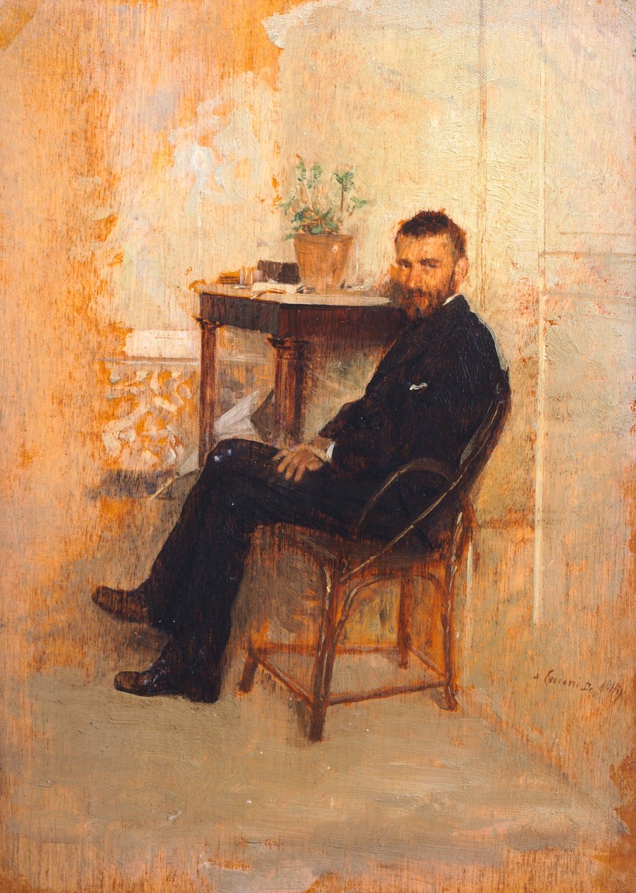 阿德里亚诺·塞乔尼的肖像，朱塞佩·德·尼蒂斯 (1846-1884) 作者 朱塞佩或约瑟夫·德尼蒂斯