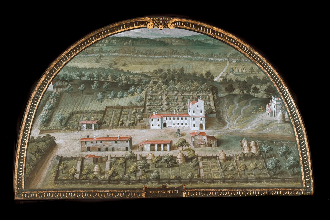 意大利里窝那附近的 Villa di Colle Salvetti 景观（蛋彩画） 作者 朱斯托·乌滕斯