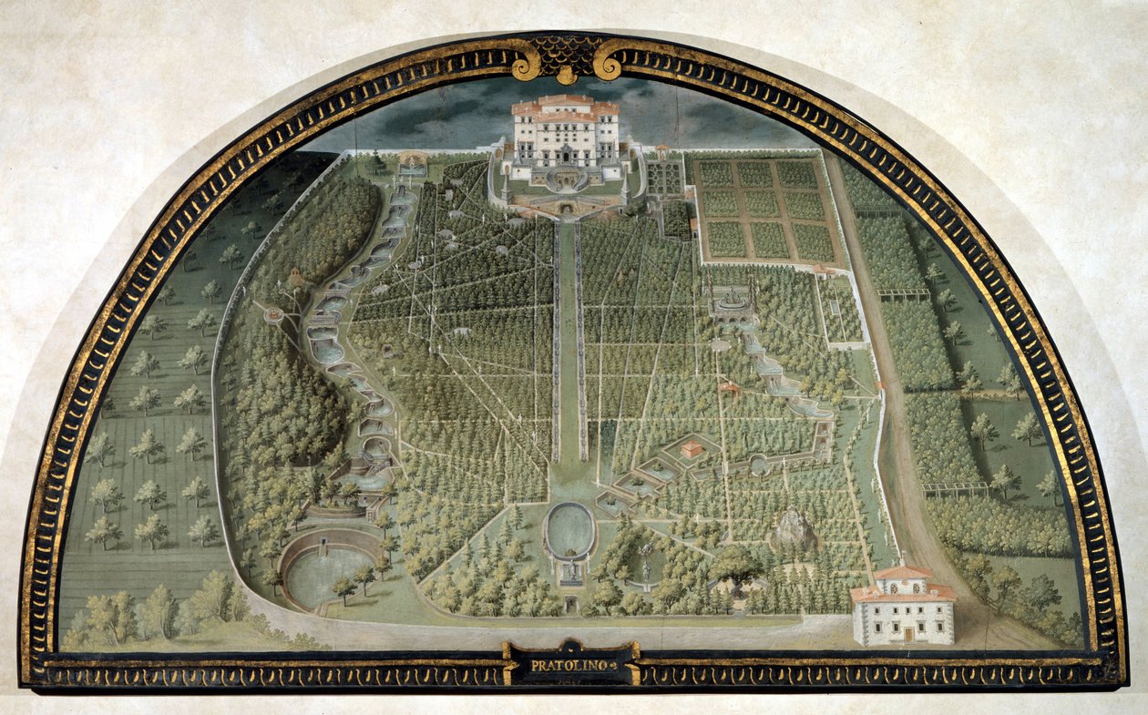 朱斯托·乌滕斯 (Giusto Utens) 的普拉托利诺别墅 (Villa di Pratolino)（16 世纪）。 作者 朱斯托·乌滕斯