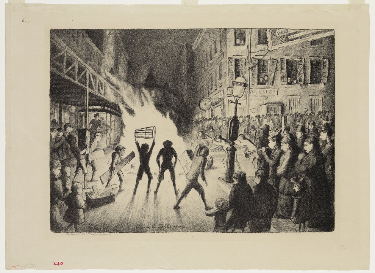 选举之夜篝火，1928年 作者 格伦·科尔曼