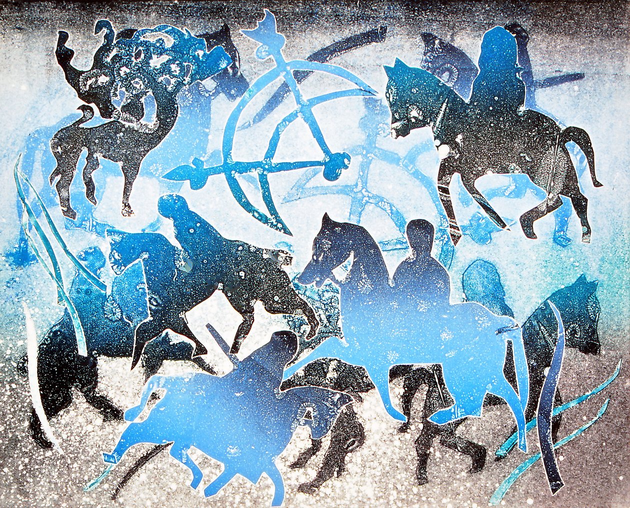 Blue Riders，2000（monoprint） 作者 格洛丽亚·沃灵顿