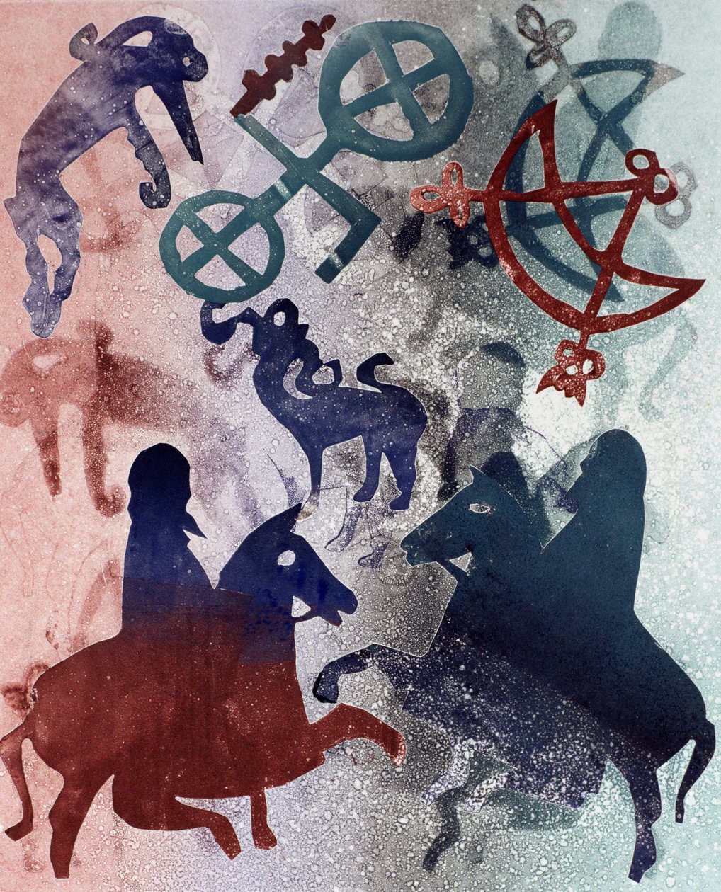 Pictish Riders，1996（monotype） 作者 格洛丽亚·沃灵顿