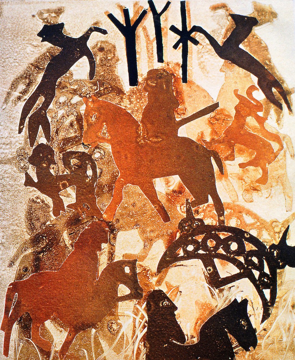 符号和符文，2000（monoprint） 作者 格洛丽亚·沃灵顿