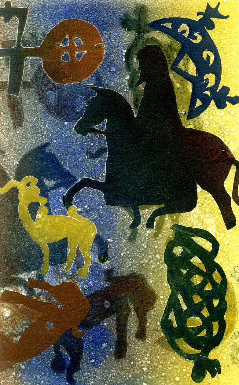 Pictish Horsemen（monotype） 作者 格洛丽亚·沃灵顿