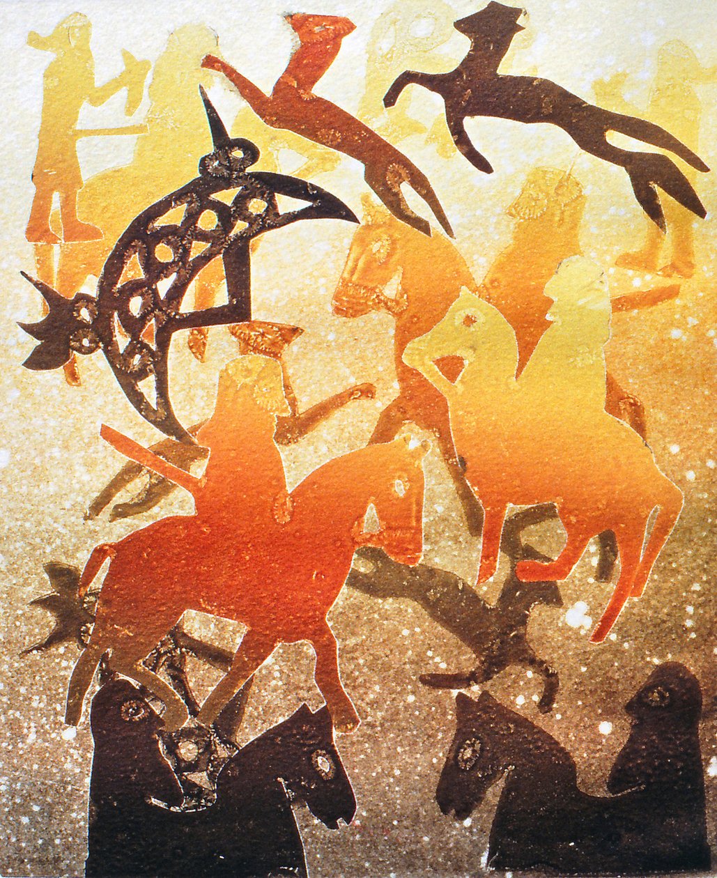 Pictish Hunt 2000（monoprint） 作者 格洛丽亚·沃灵顿