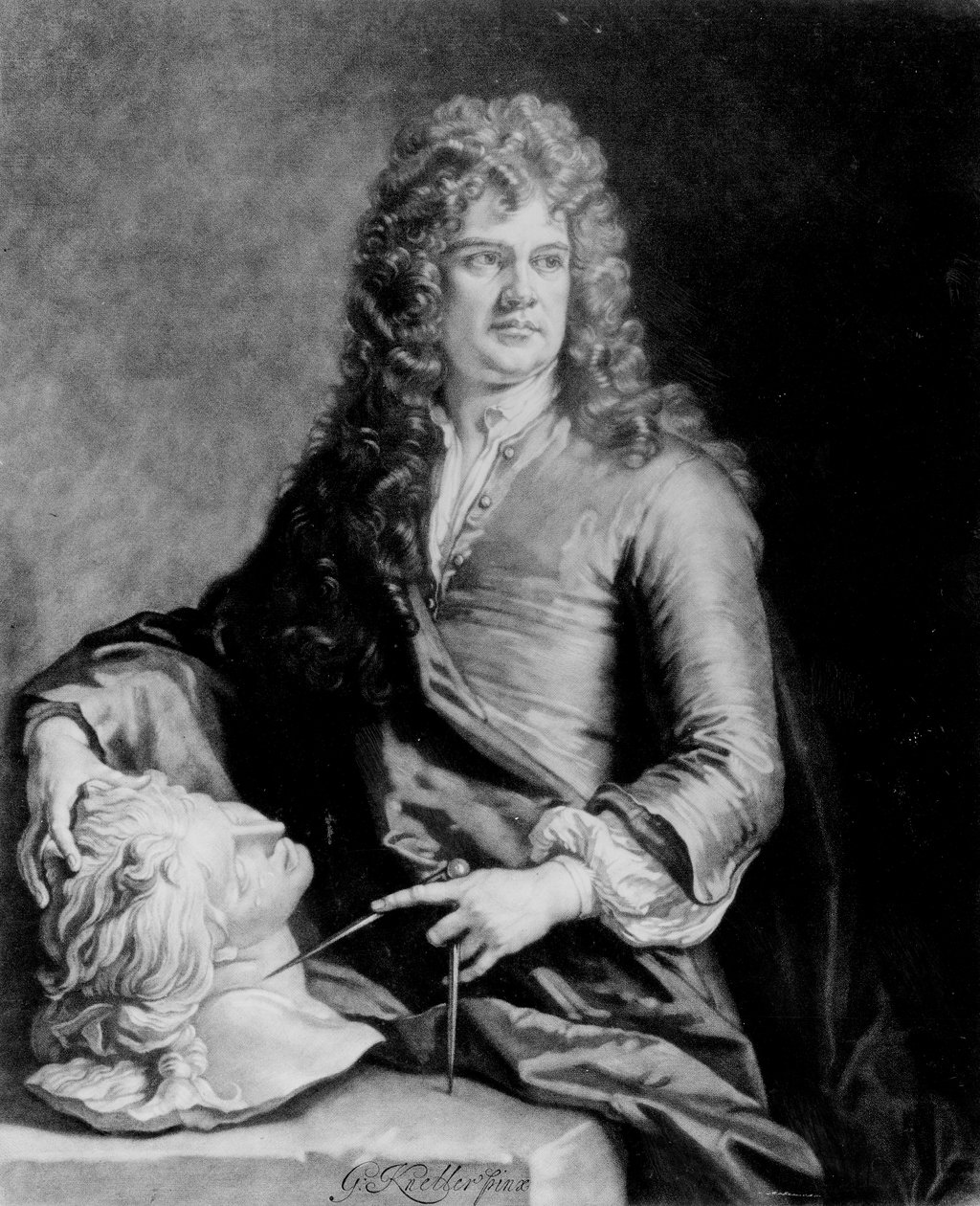 Grinling Gibbons（1648-1721），由J. Smith雕刻 作者 戈弗雷·克纳勒