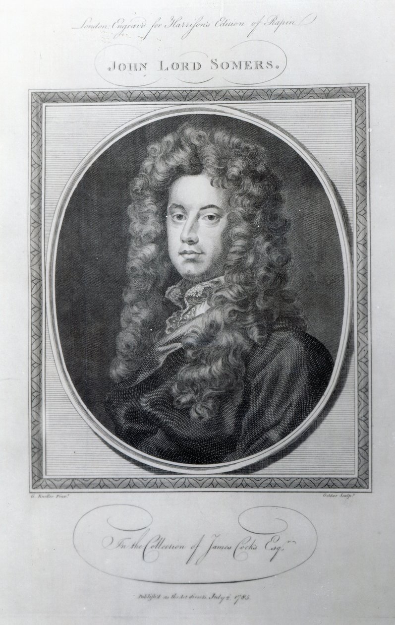 John，Lord Somers，由John Golder雕刻，1785年 作者 戈弗雷·克纳勒