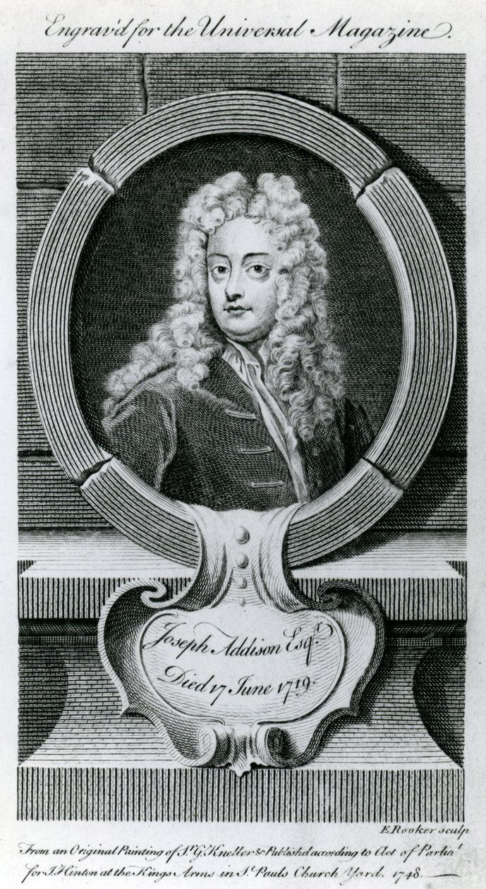 约瑟夫艾迪生，Esquire（1672-1719）插图为环球杂志，1748年 作者 戈弗雷·克纳勒
